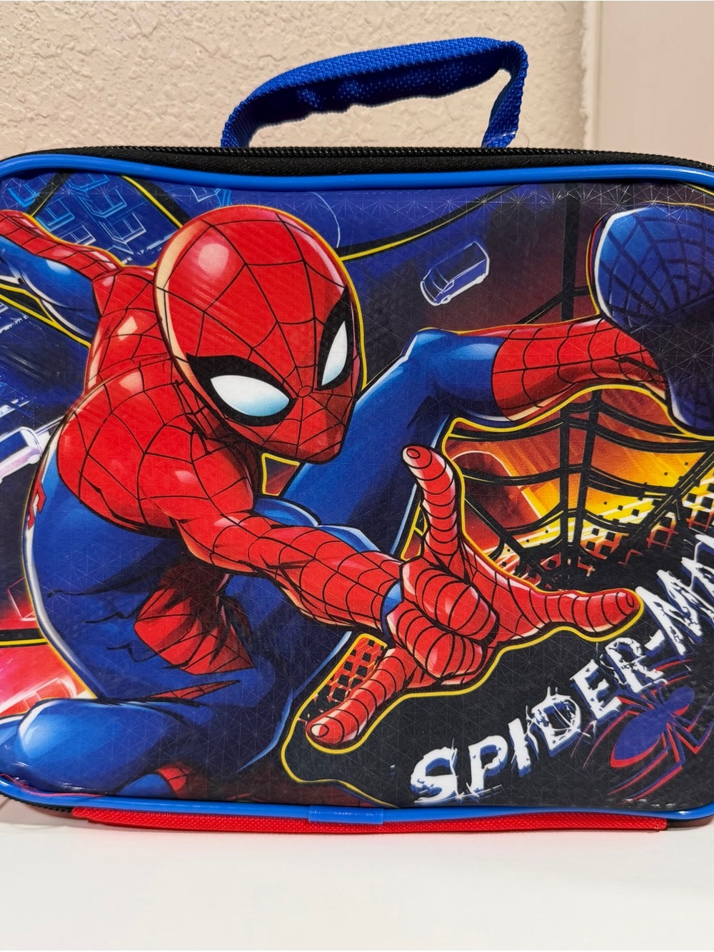 Spiderman Red and Blue Toiletry/Toiletry Bag with Bold Web Graphic